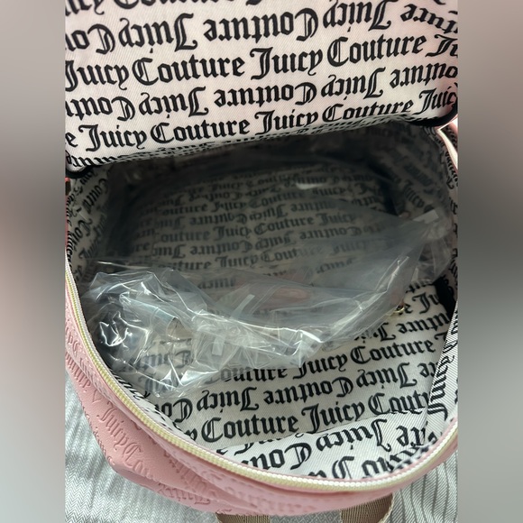 NEW JUICY COUTURE Wordplay Logo Embossed Pink Backpack - Picture 5 of 7